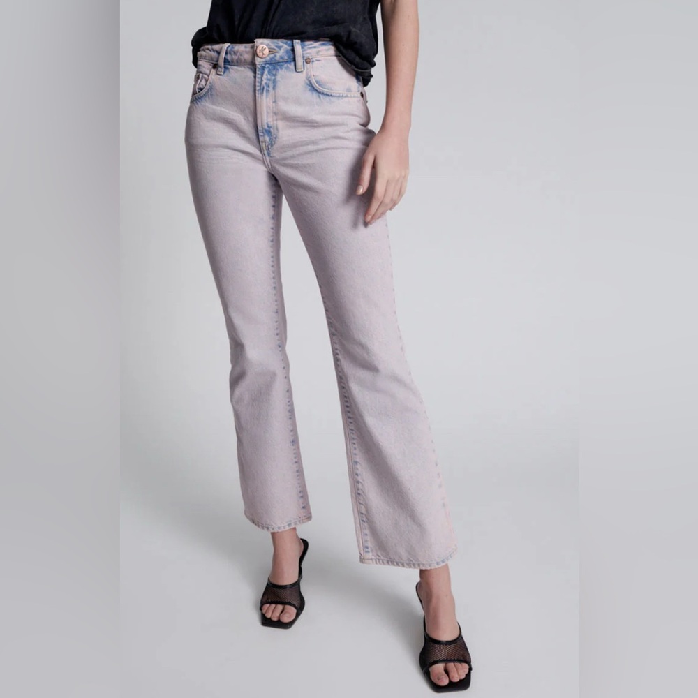 One Teaspoon Charlie High Waist Pink Haze Slim Flare Jeans